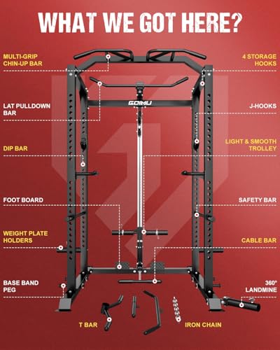 C1-V4 Power Cage, 2000LBS Squat Rack with LAT Pulldown, Multi-Function Weight Cage Strength Training Machine, Workout Cage with More Attachments for Home Gym Garage - style: BK Home Gym Packages
