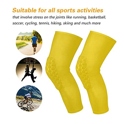 Gold Sports Knee Pads Youth Volleyball Basketball Knee Pads Long Leg Sleeves Braces Compression Wrestling Knee Pads for Boys Girls Football Dance Yoga - color: Gold