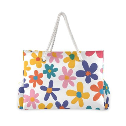 senya Large Beach Bags Totes Canvas Tote Shoulder Bag Soft Wave Water Resistant Bags for Gym Travel Daily Ocean - color: Colorful Flower