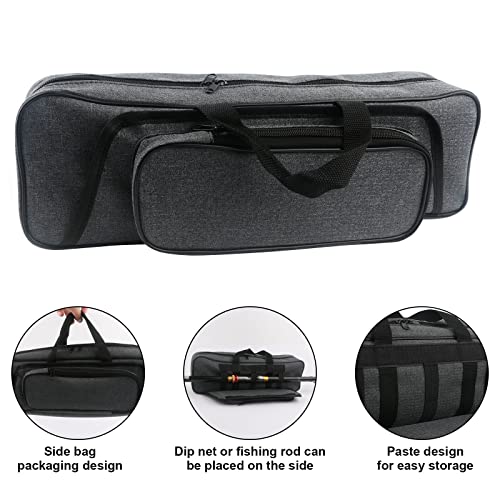 Hikary 43CM/17Inch Fishing Rod Case - Portable Folding Fishing Pole Tackle Storage Bag (gray)