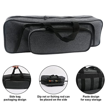 Hikary 43CM/17Inch Fishing Rod Case - Portable Folding Fishing Pole Tackle Storage Bag (gray)