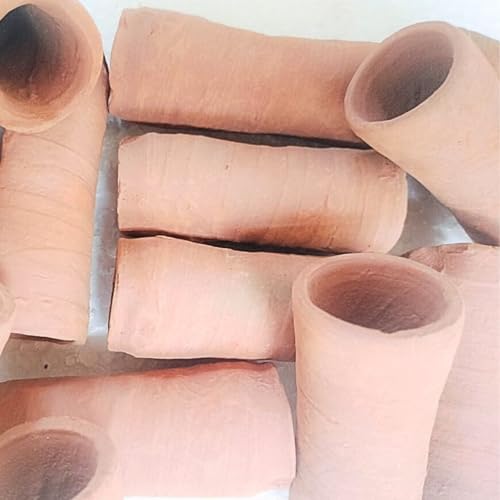 Ceramic Nature Breeding Caves Pleco Catfish Fish Hide Shrimp Aquarium Tube Tank (Red, 1.5kg/3lbs)