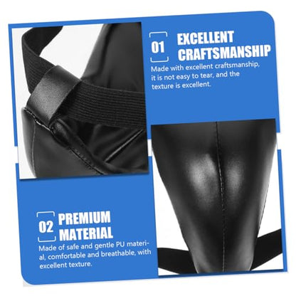 Professional Crotch Protector for Boxing Training Breathable PU Black