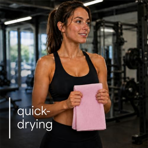 S&T INC. Microfiber Gym Towels, 6 Pack, 16" x 27" - color: Pink
