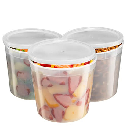 GUSTO [20 Sets] 86 oz. Plastic Food Storage Deli Containers with Lids, Ice Cream Bucket & Soup Pail - (Formerly Comfy Package)