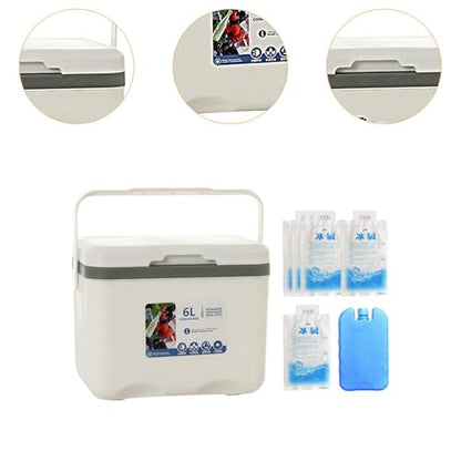 Menolana Camping Cooler, Ice Box Chest, for Freeze/Hot Food 6 L with Ice Pack Cold Storage Case for Yard Camping Beach Hiking Fishing - color: White