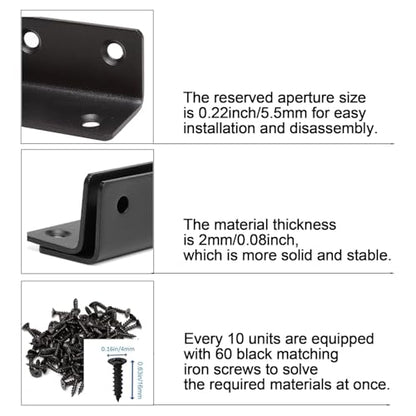 L Bracket, Heavy Duty Corner Brace, 4 Pack 3.2" Metal Shelf Bracket Angle Bracket for Shelves, Black Metal Braces for Wood Furniture - size: 3.2 Inch, style: Black 4 Pack