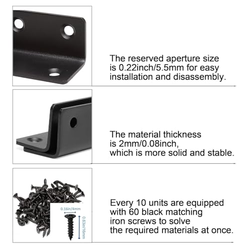 L Bracket, Heavy Duty Corner Brace, 10 Pack 4" Metal Shelf Bracket Angle Bracket for Shelves, Black Metal Braces for Wood Furniture - size: 4 Inch, style: Black 10 Pack