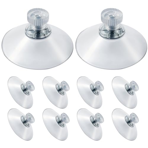 10 Pack 41mm Suction Cups with Screws Nut, Clear PVC Sucker Pads Holder, Strong Sucker Suction Cup Holder for Window, Bathroom Wall, Car Shade, Home Decoration - size: 41mm
