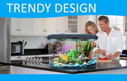 Koller Products 5-Gallon Aquarium Kit with LED Lighting and Power Filter, Ideal for a Variety of Tropical Fish