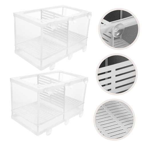 balacoo Aquarium Accessories 2Pcs Fish Breeding Box Fish Box Aquarium Hatchery Incubator Divider Box with Suction Cups for Shrimp Clownfish Guppy White