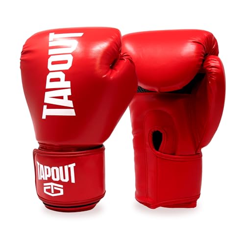 TAPOUT Boxing Gloves with Breathable Mesh Palm for Men and Women in Training, Muay Thai, Kickboxing, Sparring, and MMA - color: Red, size: 14 oz