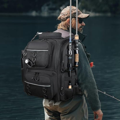 Fishing Backpack, fishing bag with Rod Holders. Large tackle Backpack Strong Materials