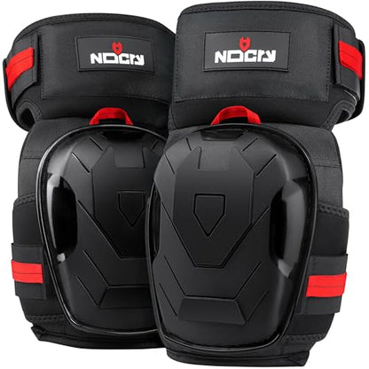 NoCry Professional Gel Knee Pads for Work — Heavy Duty Anti-Slip Cap, Extra Dual-Layer Foam and Cushion, Reinforced Adjustable Non-Slip Straps, Built-in Hangand Pull Loops, Fits Men Women, Black