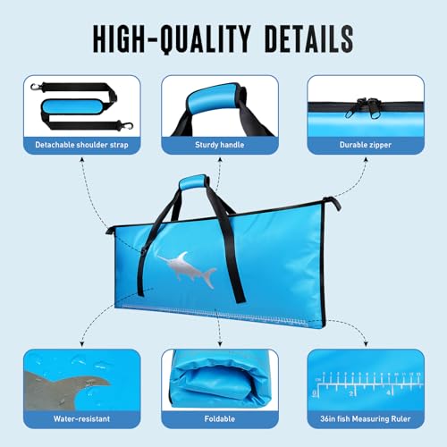 Insulated Fish Cooler Bags for Fishing Kill Bag Fishing Cooler Bag Portable Leakproof - Fish Bags for Caught Fish Keep Ice Cold for Over 24 Hours