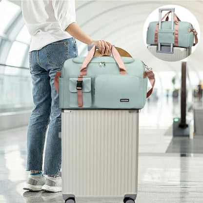 Eslcorri Gym & Travel Duffel Bag Backpack with Shoe & Wet Pocket, GreenPink - color: 42L-GreenPink