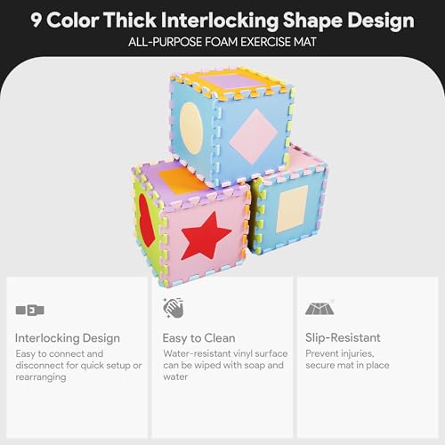 BalanceFrom Kid's Puzzle Exercise Play Mat with EVA Foam Interlocking Tiles - color: 36 Tiles, Shape
