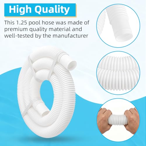 Above Ground Pools's Pool Pump Hose, 2 Pack 1.25" Diameter Pool Filter Hose Accessory in 59 Inch Long with 6 Clamps and 2 Pipe Holders