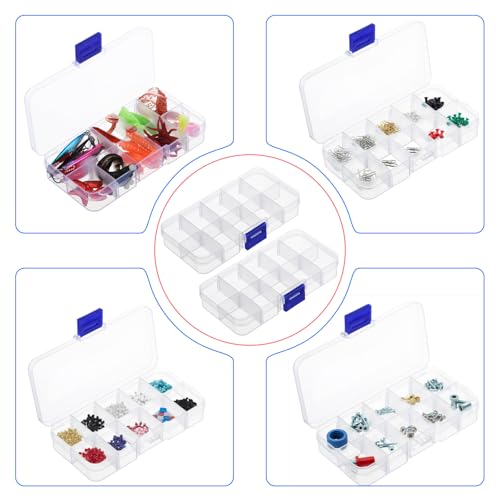 2 Pcs Mini Fishing Tackle Box Clear Fishing Lure Hook Storage Organizer Box Small Plastic Container with Detachable Dividers, Tackle Utility Boxes