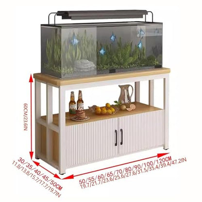Home Aquarium Stand With Storage Cabinet, 2 Tier Fish Tank Stand, Strong Load-Bearing Capacity, Terrarium Reptile Tank Rack With Door(120x50x60cm) - size: 120x50x60cm