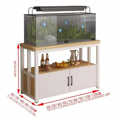 Home Aquarium Stand With Storage Cabinet, 2 Tier Fish Tank Stand, Strong Load-Bearing Capacity, Terrarium Reptile Tank Rack With Door(50x40x60cm) - size: 50x40x60cm