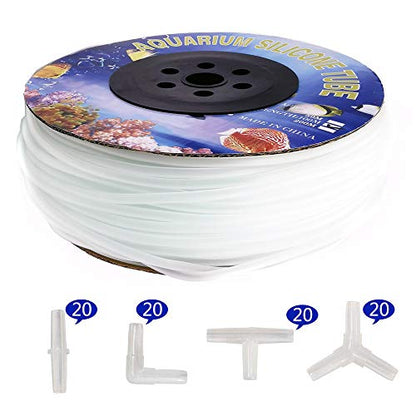 320 Feet Standard 3/16" Flexible Airline Tubing with Connectors for Aquariums, Terrariums and Hydroponics - size: 320Feet+80Connectors