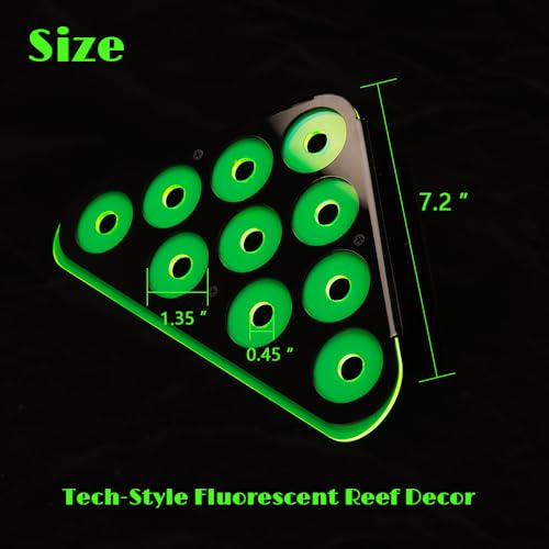 1 Set Coral Frag Rack with Suction Cups, Black Acrylic Coral Frag Holder with Fluorescent Green Base, 10-Hole Coral Propagation Shelf for Reef Tank, Aquarium Frag Plug Stand for Saltwater Reef Tanks
