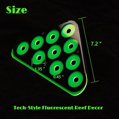 1 Set Coral Frag Rack with Suction Cups, Black Acrylic Coral Frag Holder with Fluorescent Green Base, 10-Hole Coral Propagation Shelf for Reef Tank, Aquarium Frag Plug Stand for Saltwater Reef Tanks