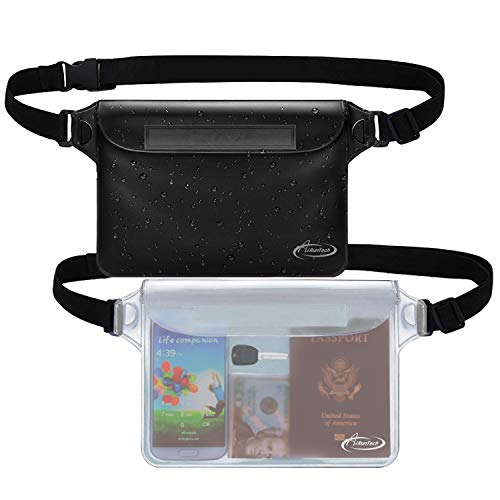 AiRunTech Waterproof Fanny Pack,Phone Pouch Dry Bag for Passport Wallet Purse,Floating Waterproof Bags for Travel Beach Swimming Kayaking Boating Cruise Accessories - color: Black + Clear