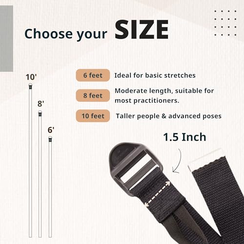 Everyday Yoga Super Strong Strap, Quiet Cinch Buckle, 6ft/8ft/10ft - size: 10 Foot