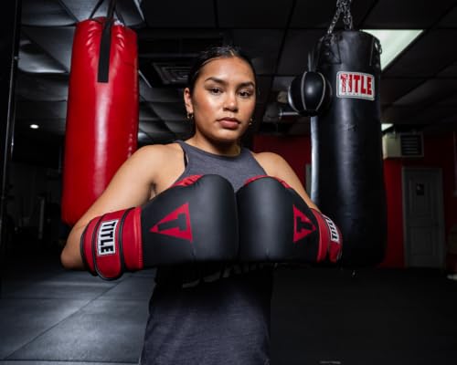 TITLE Boxing Conquest Training Boxing Gloves - color: Black/Red, size: 12 oz