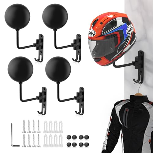 Helmet Hanger Wall Mount 180° Swivel Helmet Holder for Motorcycle Bike Racing Outerwear Sports Gear - color: Black-4