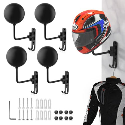 Helmet Hanger Wall Mount 180° Swivel Helmet Holder for Motorcycle Bike Racing Outerwear Sports Gear - color: Black-4