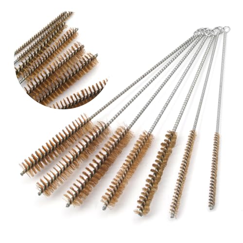 Tube Brush Kit 7pcs Brass Wire Tube Brushes Stainless Steel Bottle Brush Long Handle 11'' Wire Brushes for Cleaning Wire Pipe Tube Cleaner - 6mm/8mm/10mm/12mm/15mm/20mm/22mm