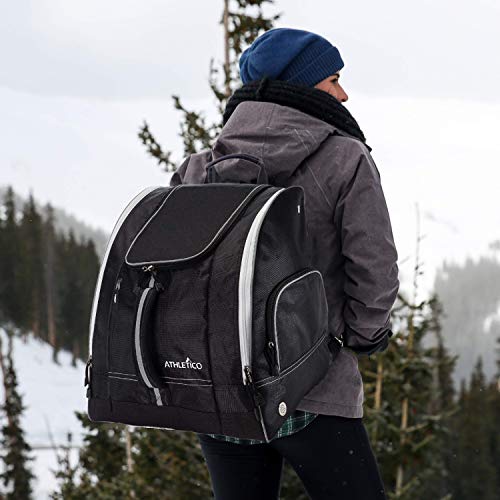 Athletico Ski Boot Bag – Skiing and Snowboarding Travel Luggage – Stores Gear Including Jacket, Helmet, Goggles, Gloves & Accessories – Venting and Grommets for Snow Drainage - color: Black with White Trim