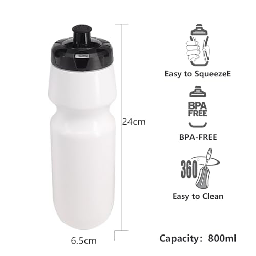 10 Pack 27 oz Sports Water Bottles Sports | Fitness Squeeze Water Bottles BPA Free come with 16 pcs Chalk Labels, 1 Pen(Dishwisher Safe) - size: 27oz 10pack(White)