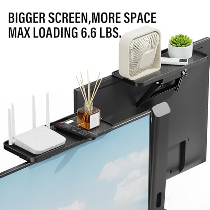 Adjustable Steel TV Top Shelf, Floating TV Stand, Universal Monitor Shelf for Soundbar, Game Console, Cable Box, Router Shelves (11.8 x 4.9 inch) - style: 11.8 x 4.9 inch