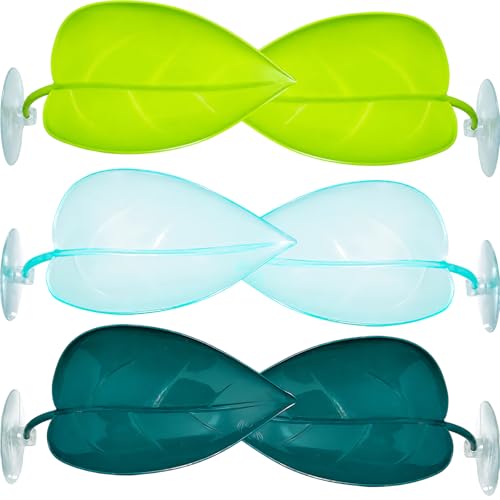 6PCS Frog Tank Accessories, Betta Leaf Hammock Set with Suction Cups, Beta Fish Hammock, Aquarium Decor for Sleeping and Resting, 3 Suction Leaf Beds in Transparent Green and Tender Green