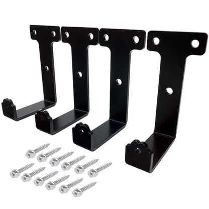 4 PCS black heavy duty metal flat j hooks for hanging 320 lbs,wall mount hooks,plant hanger large steel utility masonry industrial hook for Hanging Garage Storage Home Office Gym Sports Equipment(XL) - size: X-Large