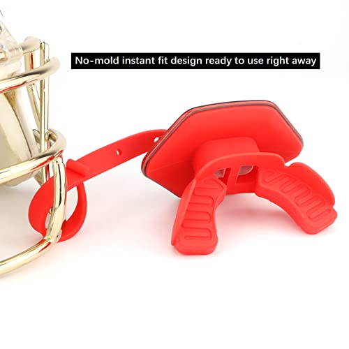 Football Mouth Guard Double Braces Mouth Guard Upper and Lower Teeth Protection Mouth Guard No Boil-Instant Fit for Youth and Adults (red) - color: Red