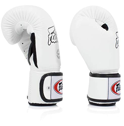 Fairtex BGV1BR Breathable Boxing Gloves, Lightweight Shock Absorbent Gear - color: White, size: 14 oz