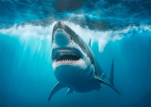 Shark Photography Backdrop 15x10ft Underwater Ocean Blue Sea Marine Life Theme Party Background for Birthday Party Decorations Photo Booth Studio Props - size: 15X10FT