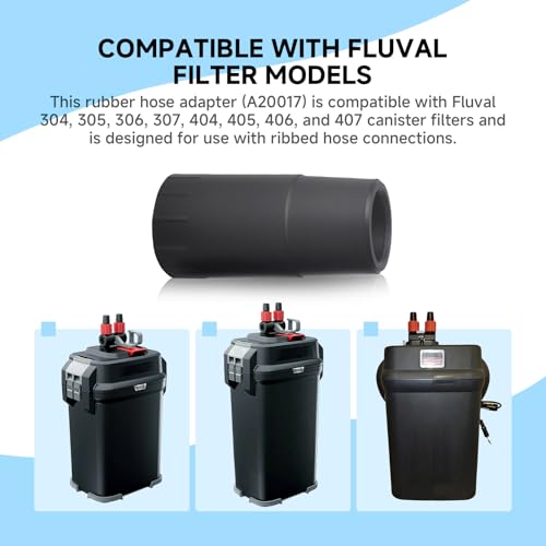 (2-Pack) A20017 Rubber Hose Adapter, Compatible with Fluval 304, 305, 306, 307, 404, 405, 406, 407 Canister Filters with Ribbed Hosing