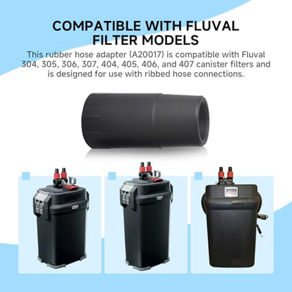 (2-Pack) A20017 Rubber Hose Adapter, Compatible with Fluval 304, 305, 306, 307, 404, 405, 406, 407 Canister Filters with Ribbed Hosing