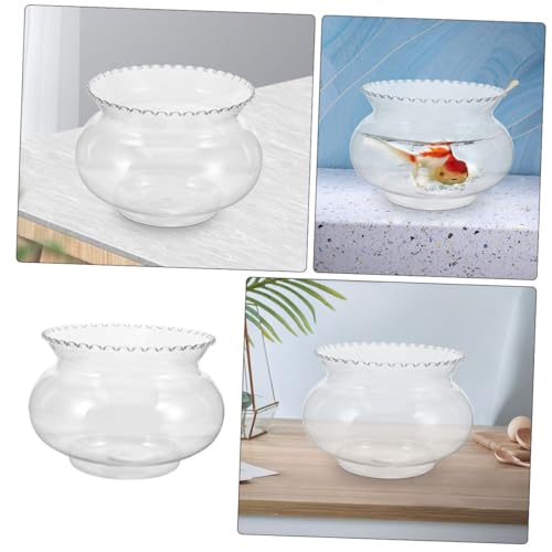 Hemobllo Small Round Transparent Fish Bowl Aquarium for Betta Fish Hydroponic Planter Compact Desktop Holder Versatile Landscape Ornament for Parties and Centerpieces