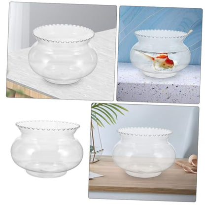 Hemobllo Small Round Transparent Fish Bowl Aquarium for Betta Fish Hydroponic Planter Compact Desktop Holder Versatile Landscape Ornament for Parties and Centerpieces
