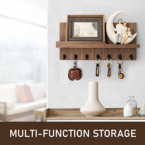 Rebee Vision Key Holder Wall Mount with Shelf for Entryway, Retro Brown - color: Brown, size: 15 inches