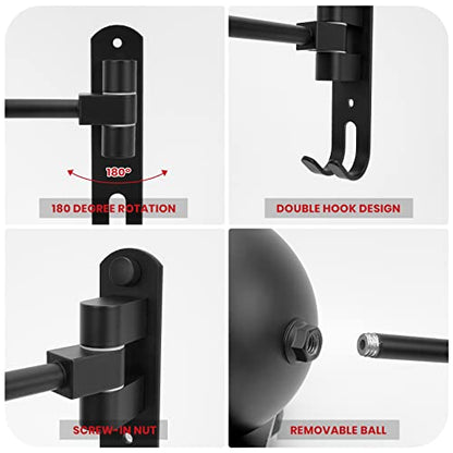 Helmet Hanger Wall Mount 180° Swivel Helmet Holder for Motorcycle Bike Racing Outerwear Sports Gear - color: Black-2