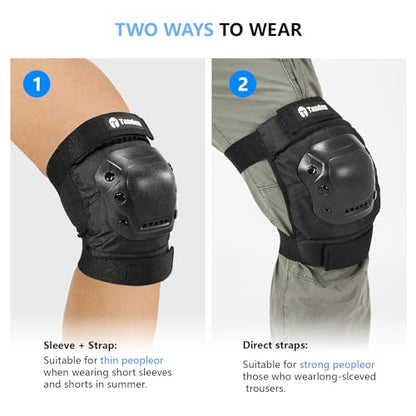 Tanden Skate Protective Gear Adult Knee Pads and Elbow Pads Set Wrist Guard - color: Black, size: Youth (9-15 years)