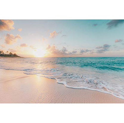 3x2m Sea Beach Backdrop Seaside Beach Sunrise Sea Wave Outdoor Scenery Wedding Photography Backdrops for Photo Shoots Party Adult Personal Portrait Photo Background Studio Props